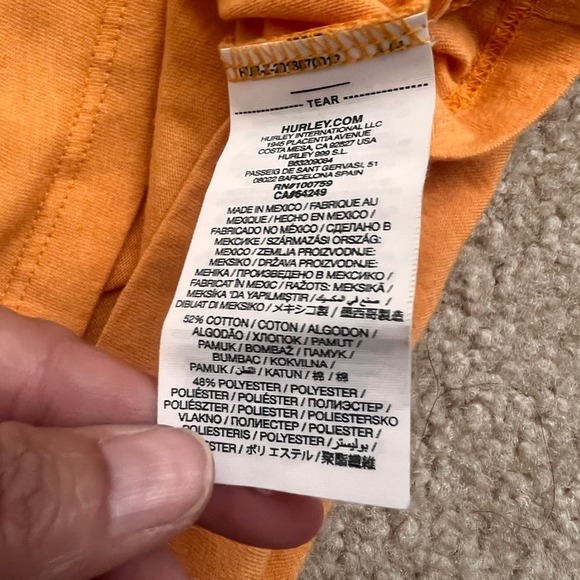 Hurley Everyday Tee Palm Graphic Short‎ Sleeve T-Shirt Orange Medium Aloha - Picture 7 of 8